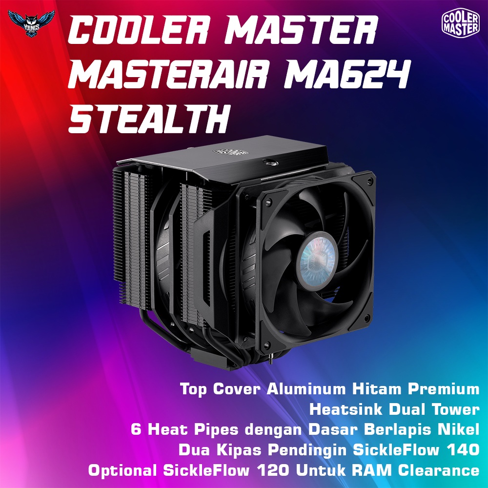 Cooler Master MASTERAIR MA624 STEALTH | CPU Cooler Heatsink Fan