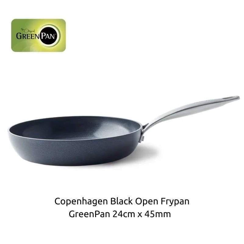 Copenhagen Black Open Frypan GreenPan 24cm x 45mm