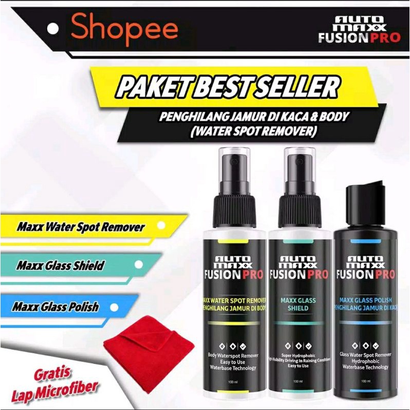 Paket Perawatan Kaca dan Body Menghilangkan Jamur - automaxx Water Spot Remover automaxx glass polis