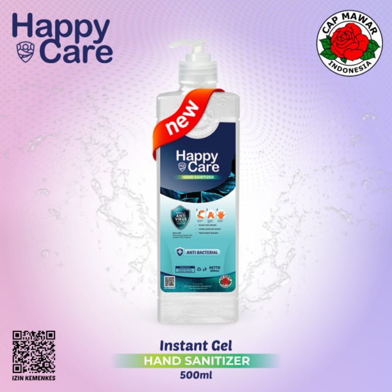 NEW HAND SANITIZER GEL 500 ML IZIN KEMENKES RI HAPPY CARE / HAND SANITIZER GEL / HAND SANITIZER