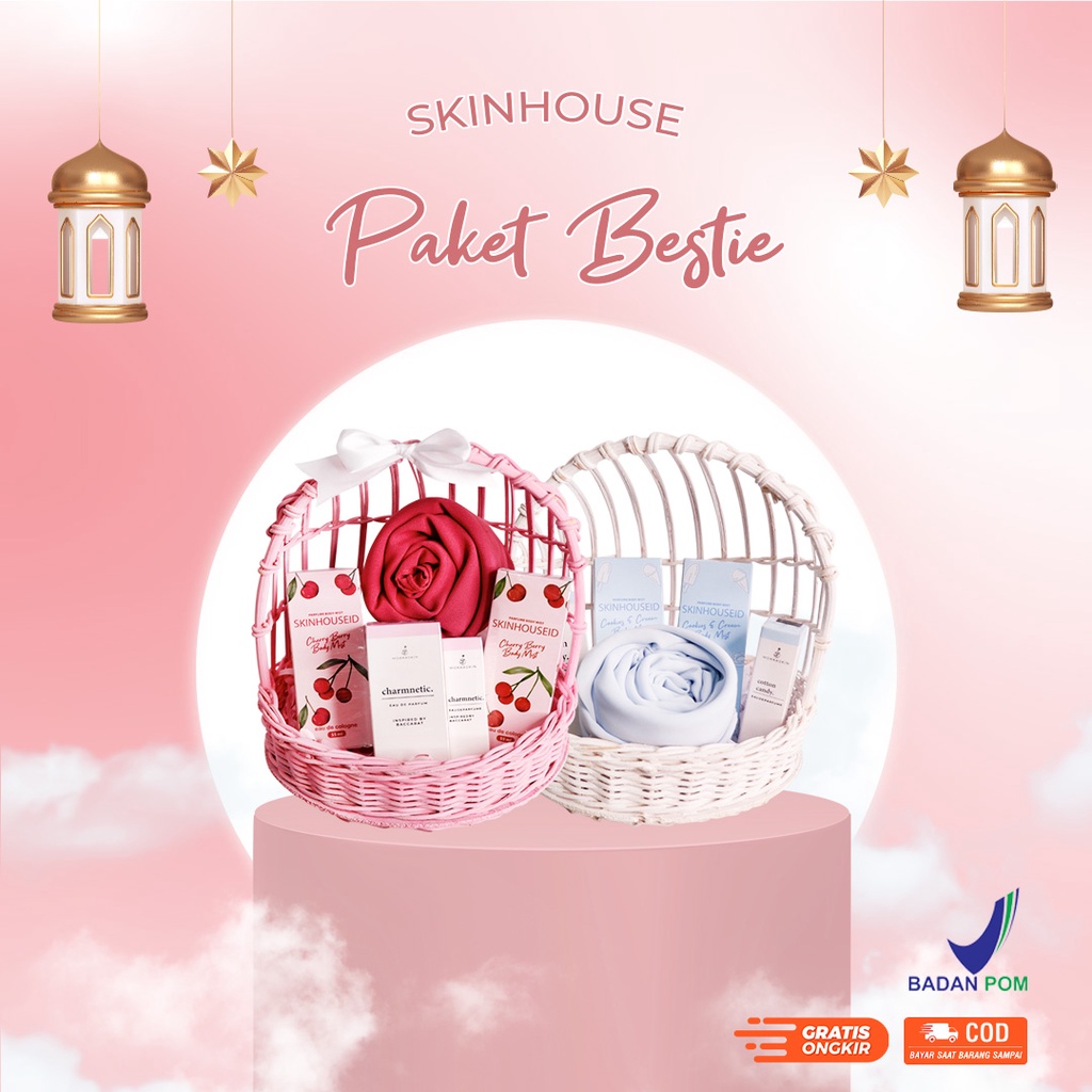 SKINHOUSEID HEMPERS EDISI RAMADHAN | PAKET HEMPERS BESTIE ( Parfum Mokkaskin EDP Roll on 6ml &amp; EDP Spray 30ml , Body Mist Skinhouse 55ml , Sajadah travel , Keranjang Colorfull )