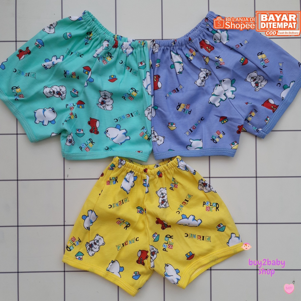 Celana pendek bayi Craken Baby Animal Series 0-3 Bulan 3 PCS