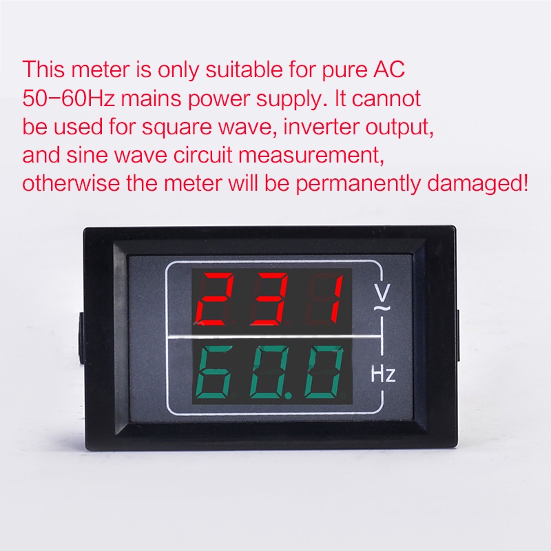 【AC 50-500V 10.0-99.9Hz】Voltmeter Frekuensi/AC Dual Display Voltmeter/Tegangan Current Meter Detector/Hertz Frekuensi Meter/Alat Pengukur Tegangan Frekuensi