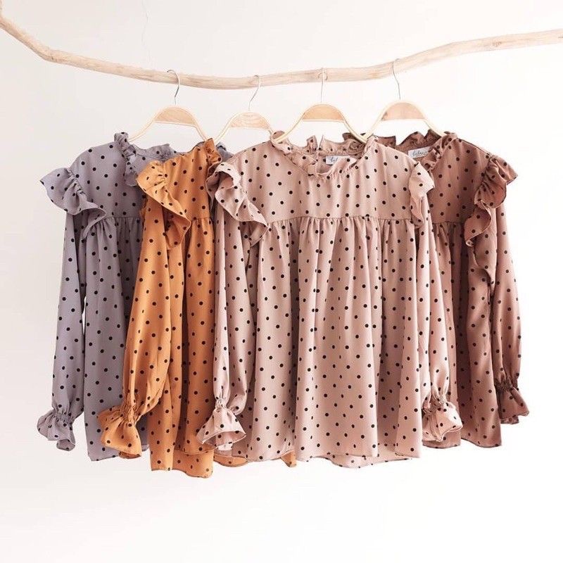 Blouse Atasan Polkadot / Blouse Vino Polkadot Terbaru Kekinian