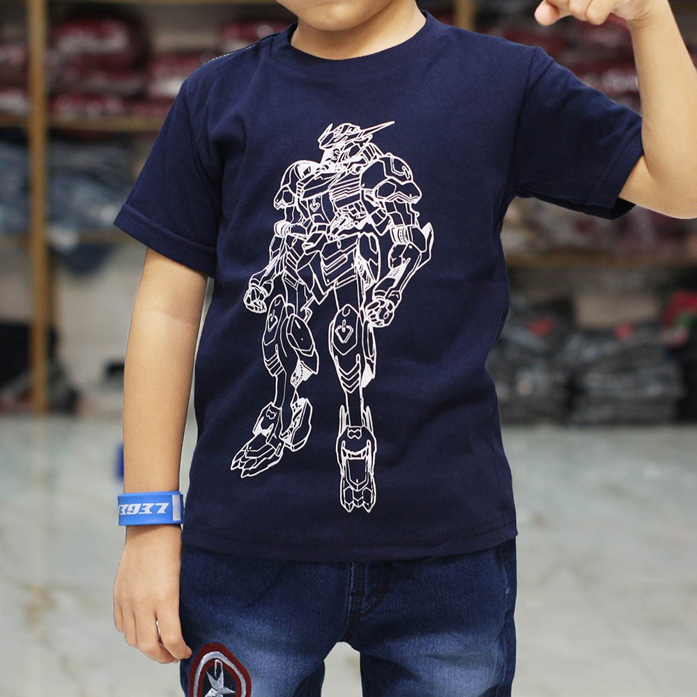 PUSATNYA Baju Kaos Anak Robot Gundam Navy Sablon Plastisol PUSATNYA Baju Kaos Anak Robot Gundam Navy Sablon Plastisol