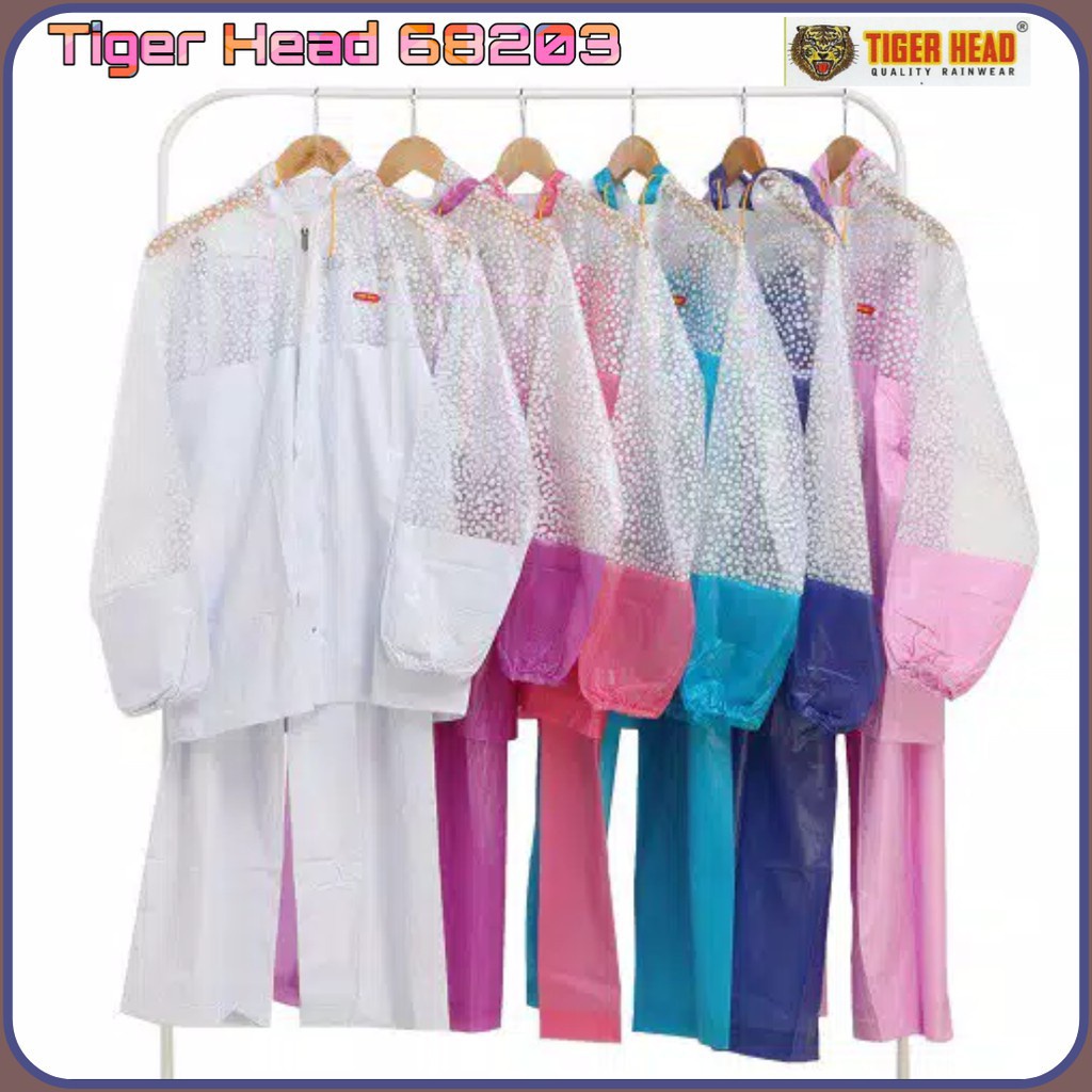 Jas hujan setelan/ Mantel setelan/ Jaket celana polkadot Tiger