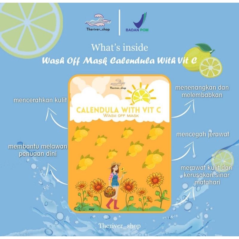THERIVER_SHOP Masker Organik  Petal Premium (10gr) BPOM - CALENDULA With Vit C | Masker Wajah