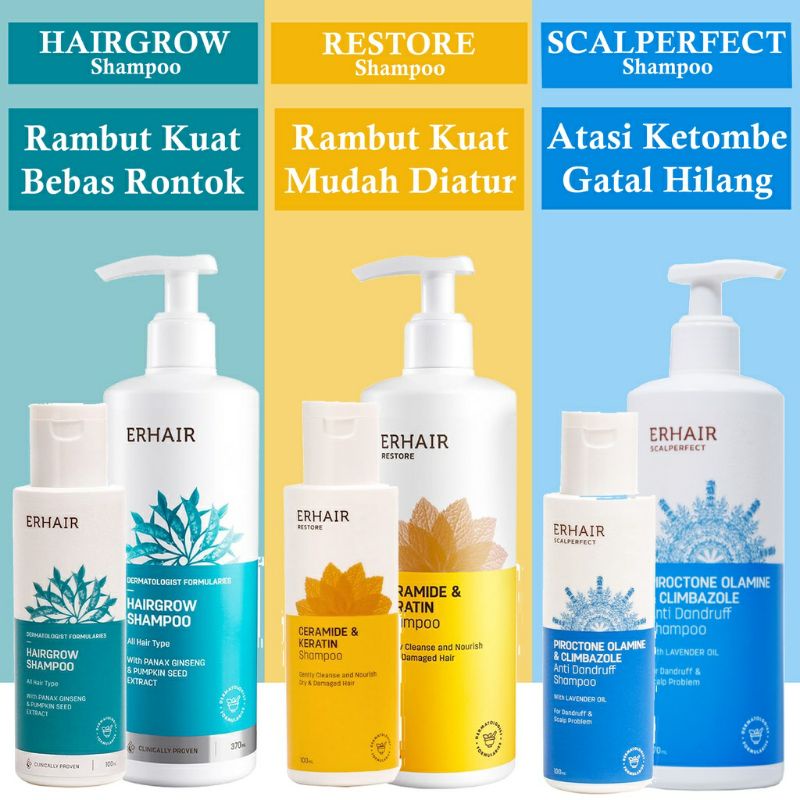 ERHA Shampoo All Varian l Hairgrow l Restore l Scalperfect l HisErha Hair Growth l Anti Dandruff 100mL l 370mL ERHAIR His Erha HairGro