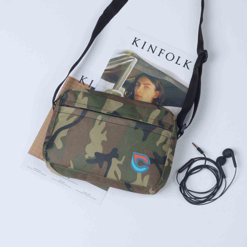 Tas Slingbag Loreng Army Pria Model Terbaru Keren Stylish Premium | Tas Sling Bag Cowo Cewek | Tas Selempang Original | Tas Samping Murah | Tas Salempang Tourer Shoulder Bag Buff Orion