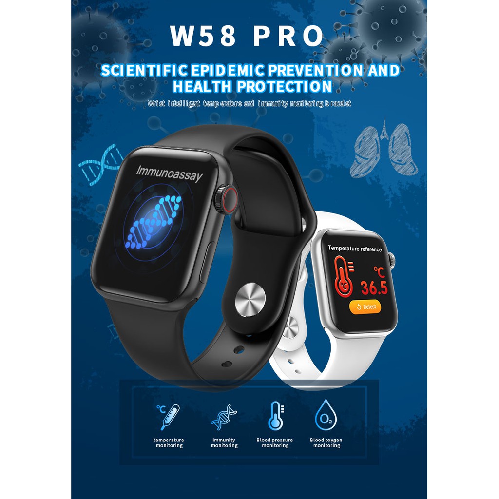 Smart Watch W58 PRO Full Screen Touch Rate Blood Pressure Untuk Android