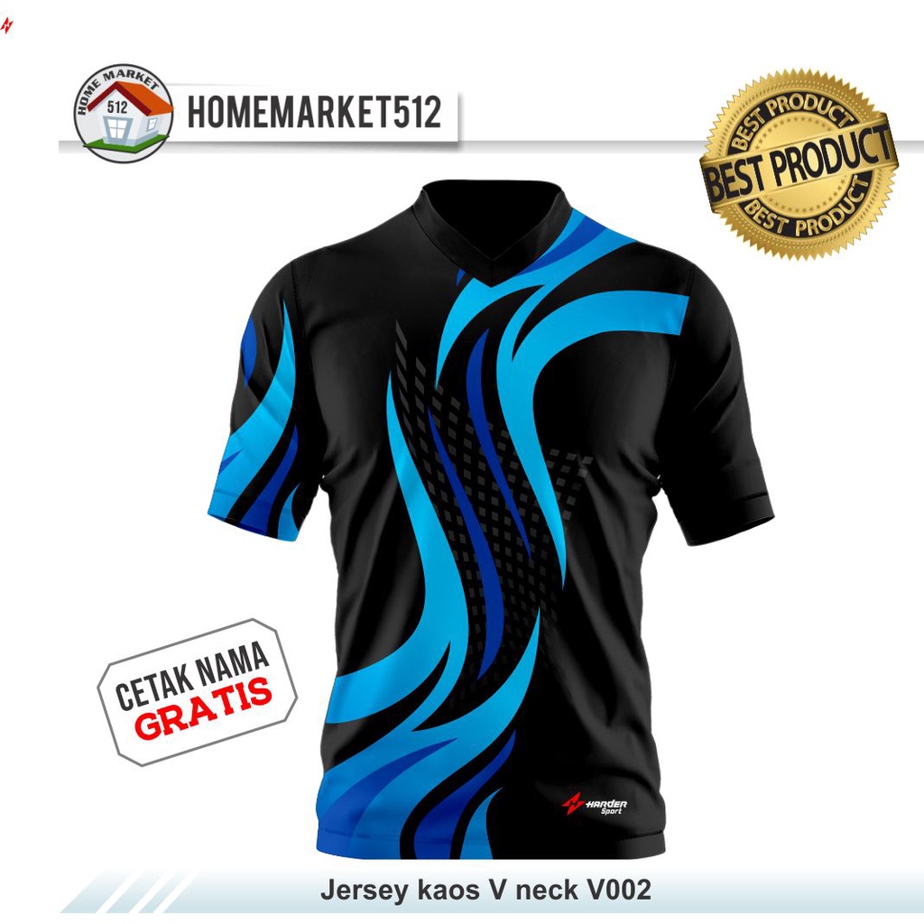 Jersey Custom Jersey Badminton  Kaos V nek V002  Kaos  Jersey  Dewasa Premium Jumbo |  HOMEMARKET512