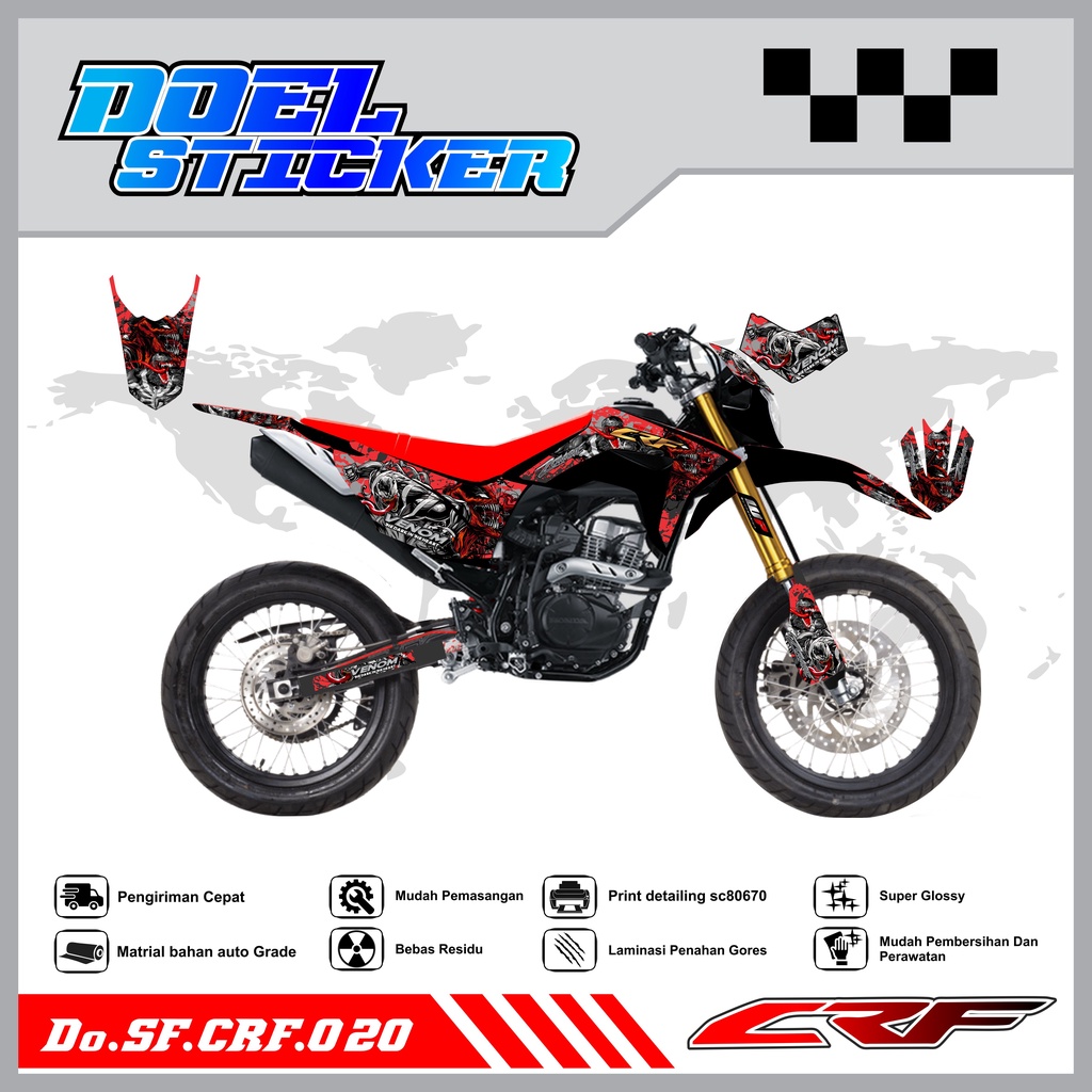 Sticker Striping Semifull CRF 150L List Variasi Hologram Pelangi,Crome Doel  020