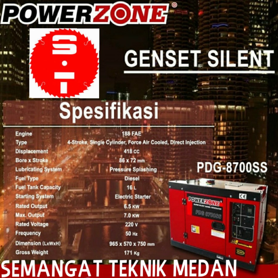 PDG-8700SS GENSET GENERATOR LISTRIK SILENT SOLAR 7000 WATT POWERZONE