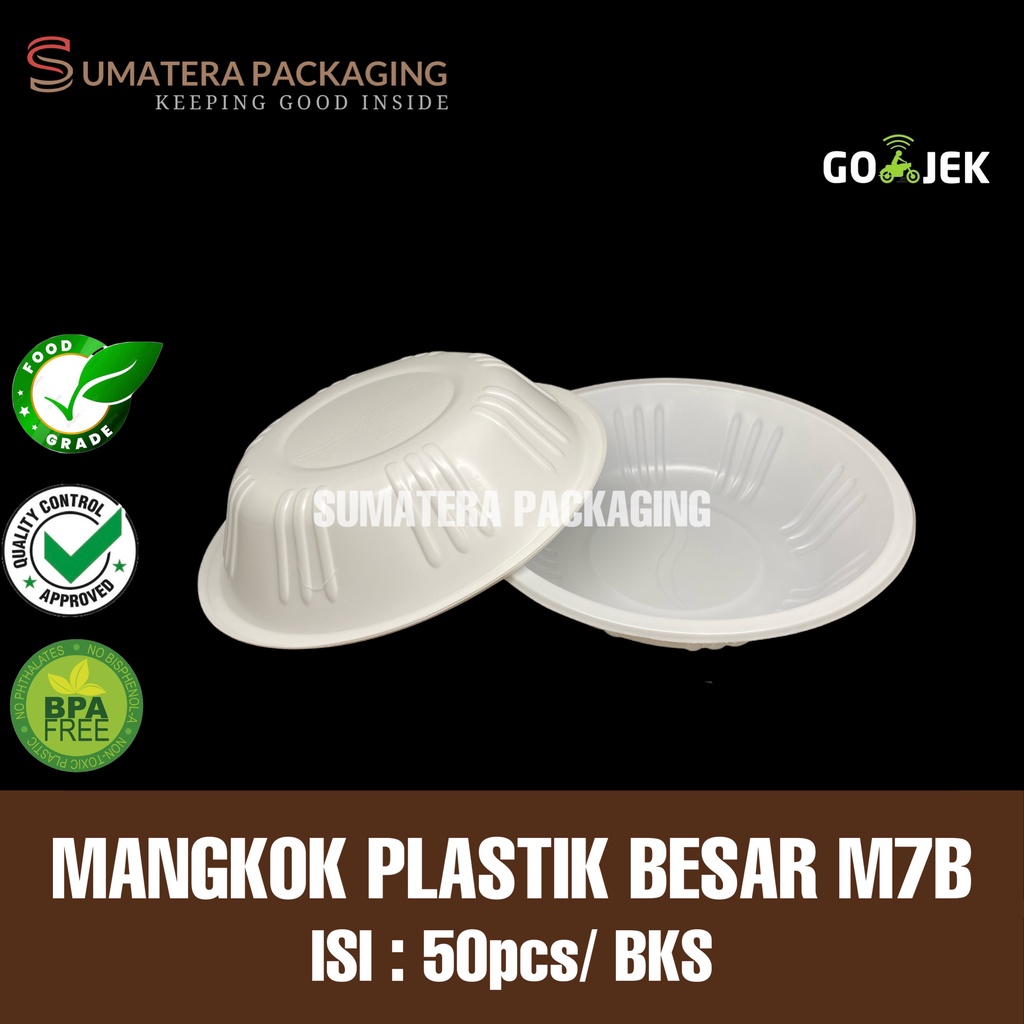 MANGKOK PLASTIK M7B BSM IBC GROSIR - MANGKOK PLASTIK PUTIH M7B BESAR DALAM ISI 50PCS/PACK SEKALI PAK