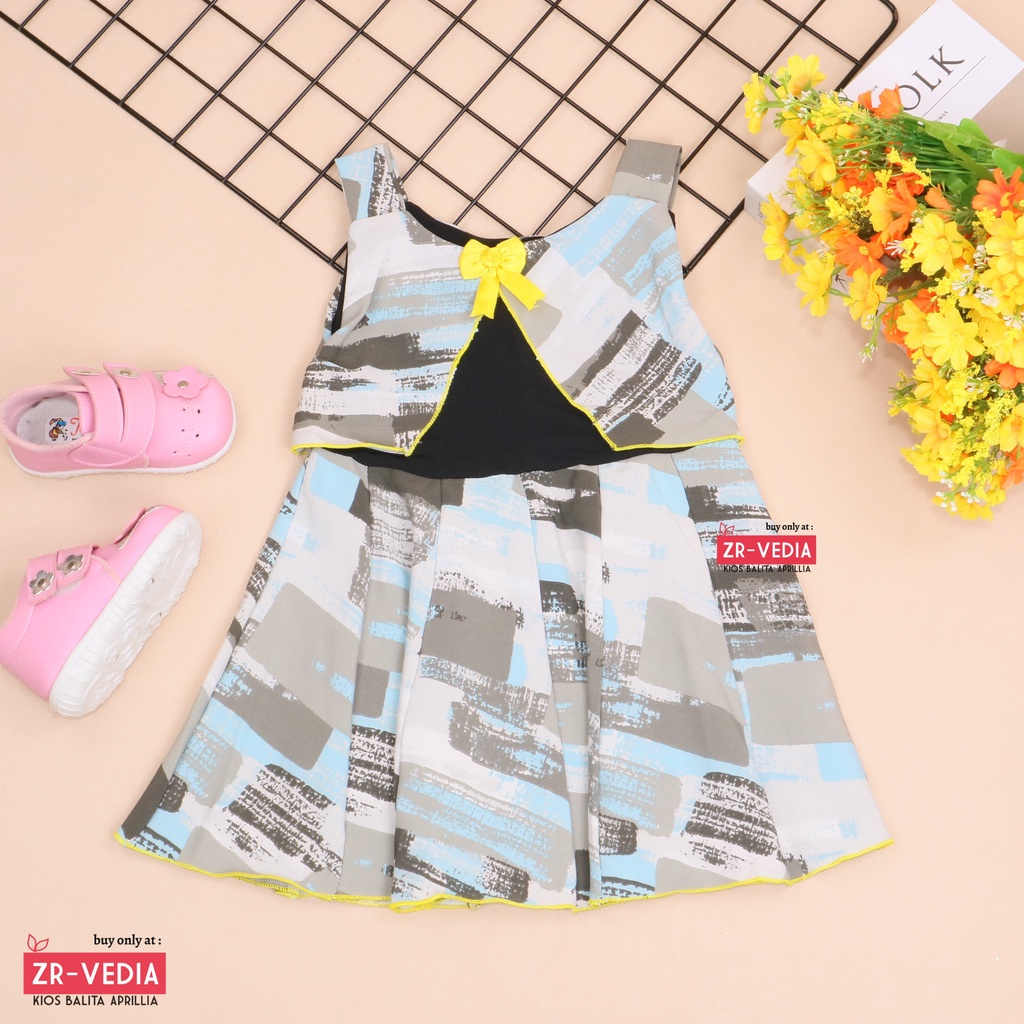 Dress Selly uk 1-2 Tahun / Baju Kensi Cewek Dres Anak Perempuan Murah Bahan Katun Adem Daster Import