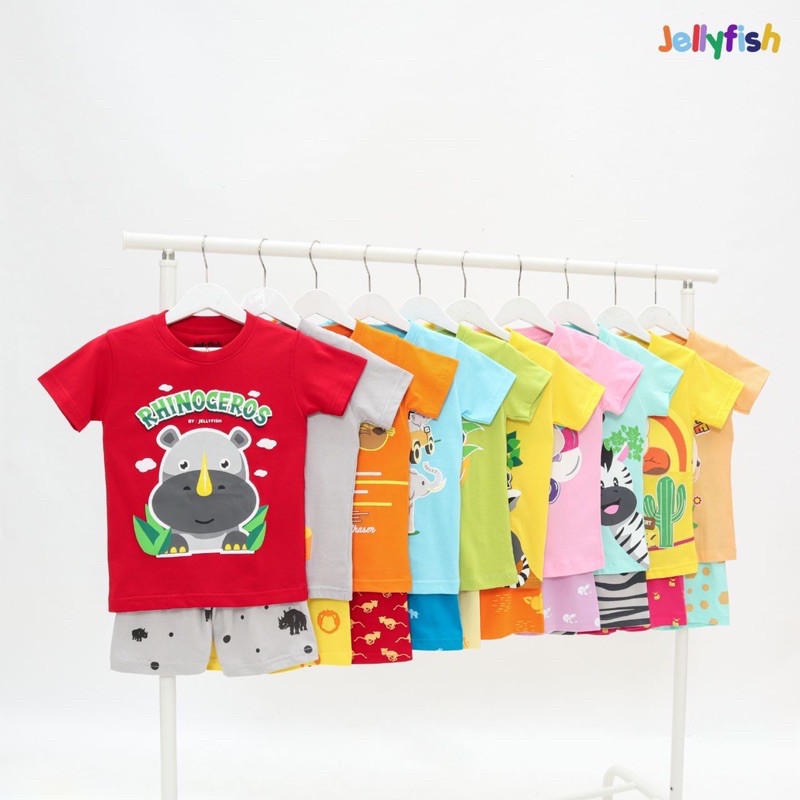 Baju Setelan Anak Jellyfish - Baju Set Jelly Fish Celana laki laki perempuan 2 4 6 8 10 Tahun