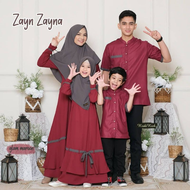 Couple Family Zayn Zayna Setelan Mama Papa Anak Gamis Koko Lebaran Ramadhan Baju Muslim Busui