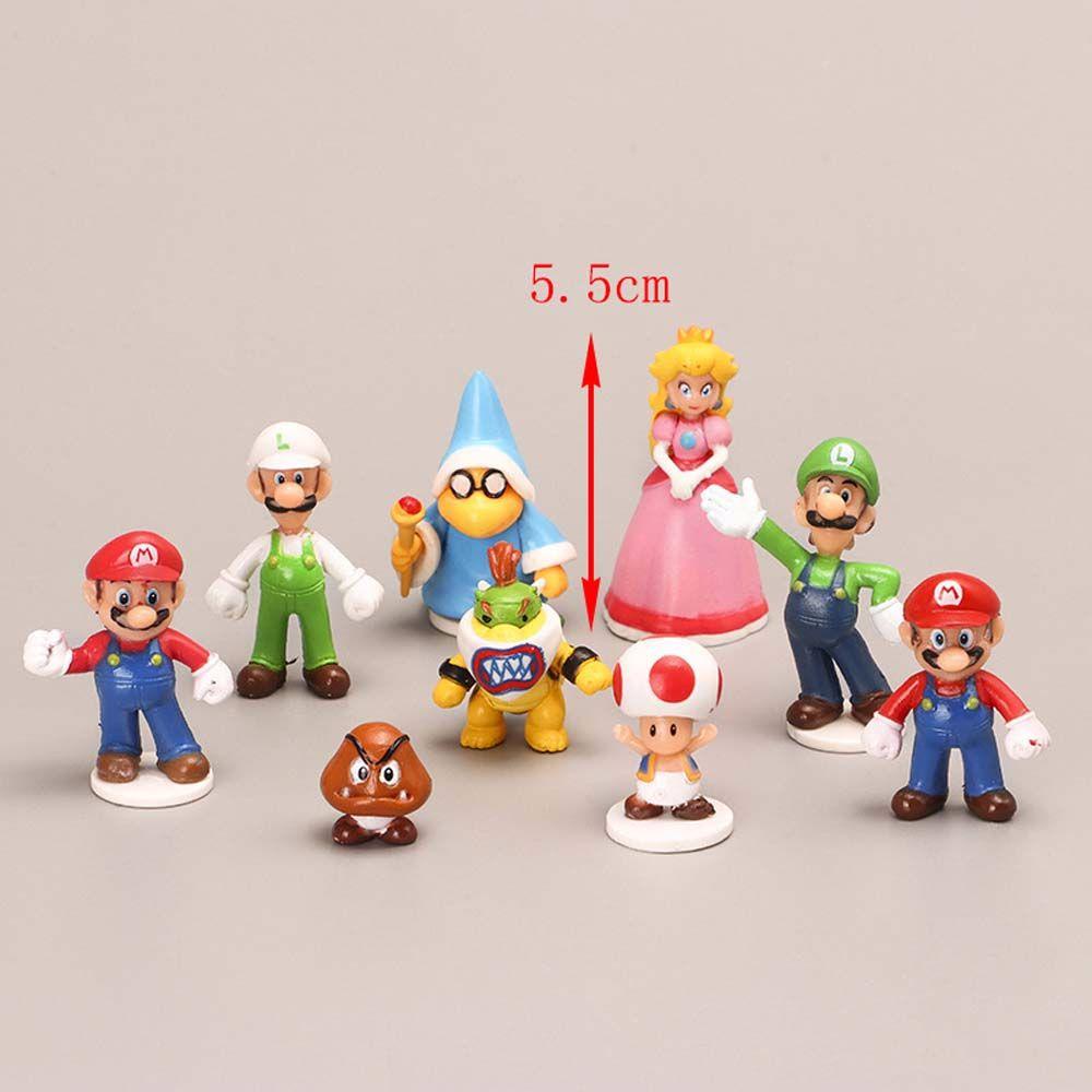 Lanfy Action Figurine Patung Lucu Model Koleksi Jamur Peach Mario Model Anime Bros Super Mario