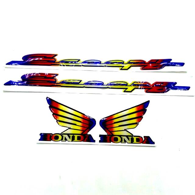 PAKET EMBLEM SCOOPY TWO TONE DAN LOGO HONDA WING