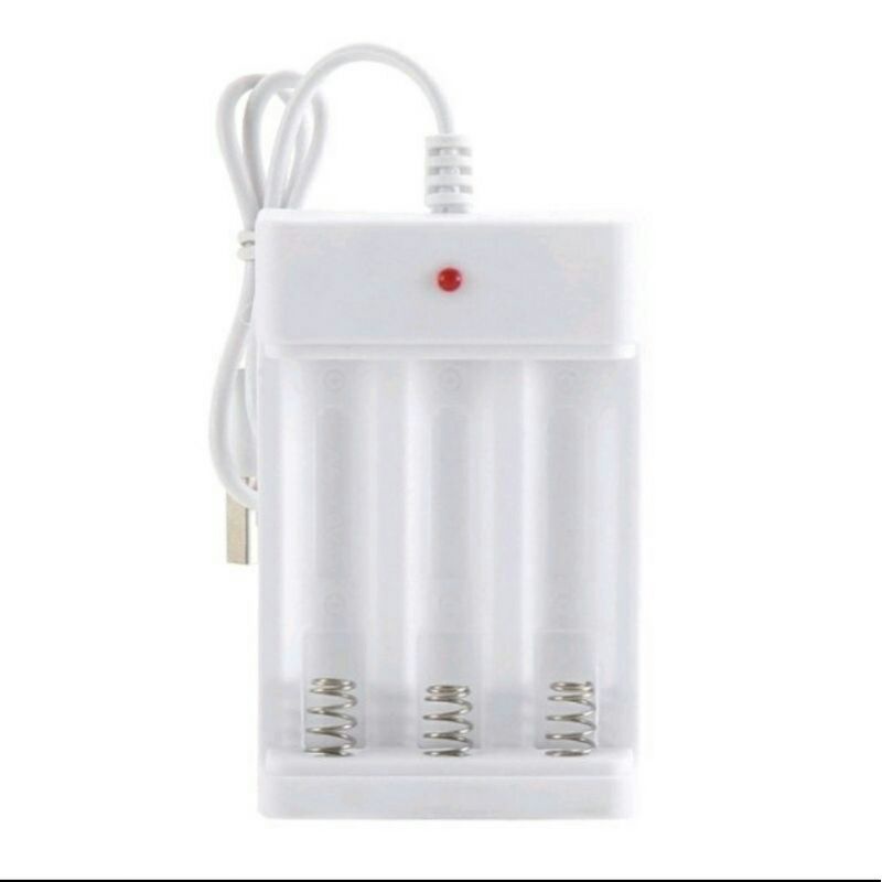 alat charger baterai 3 slot kabel usb chager baterai