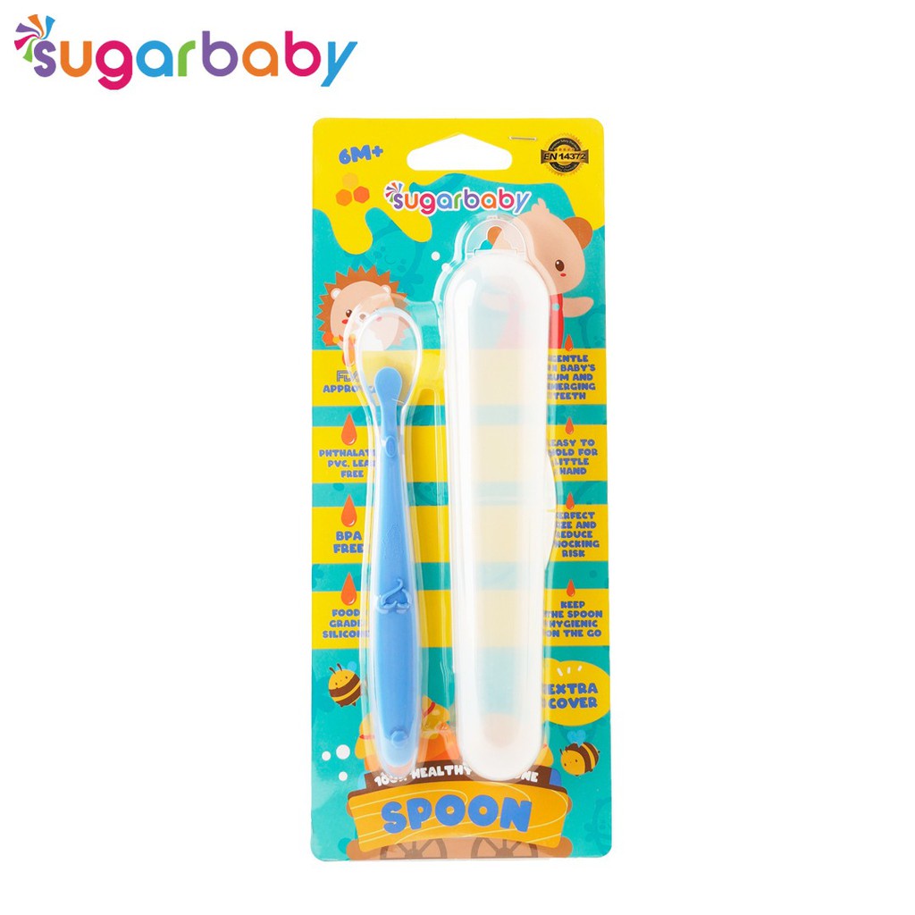 Sugar Baby Healthy Silicone Spoon With Cover / Sendok Makan Anak