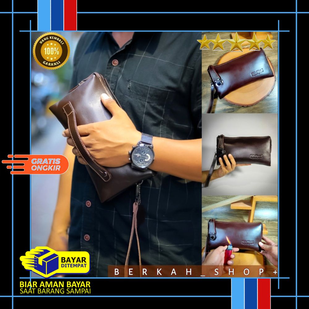 Tas Tangan Handbag Clutch Bag Pria Kulit Asli Original Branded 100% Kenes Garut Coach Handmade Non Import