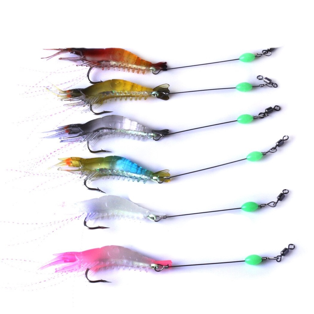 Umpan Pancing Udang Hidup Lampu TORNADO Soft Shrimp Lure QC-RX GID Udang Hidup