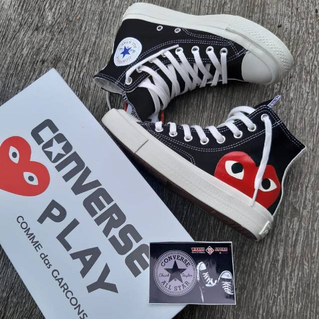 CONVERSE PLAY CDG SEMI ORIGINAL PALING MURAH bonus kaos kaki + tali