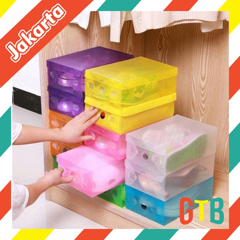 ❤️GTB❤️ Kotak Sepatu Lipat Transparan Serbaguna Shoes Box Organizer Multifungsi R001