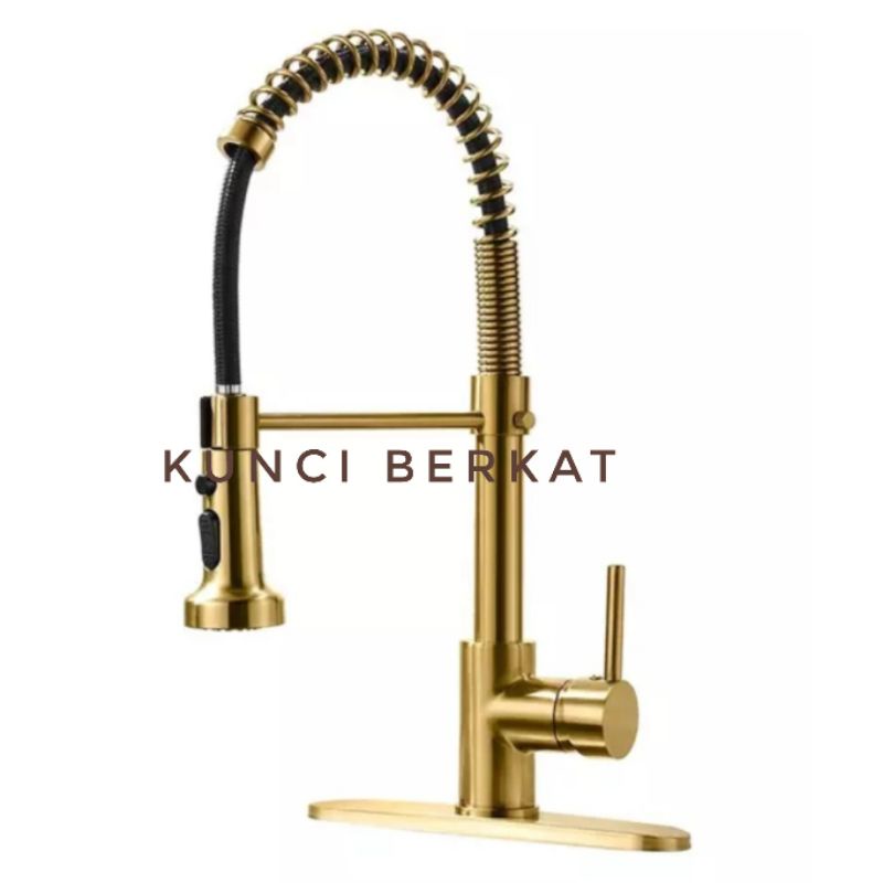 Kran Cuci Piring Tarik Gold/Keran Angsa/Kran Kitchen Sink Gold