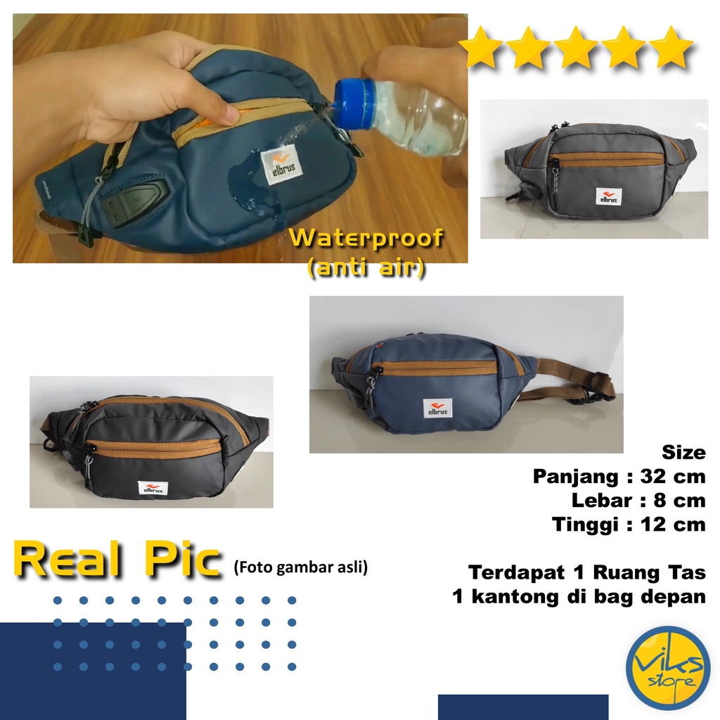 Tas Pinggang Pria Cowok Cewek Elbrus Original Anti Air Tas Selempang Waterproof Distro Lokal Premium