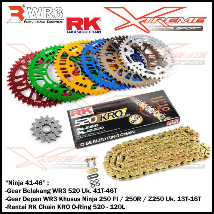 Gear Set Wr3 ( Rantai Rk Chain+ Gear Depan Wr3 + Gear Belakang Wr3)