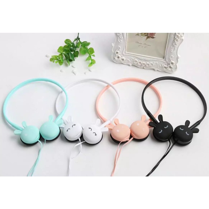 [KN-320] Headphone Headset Bentuk Kepala KELINCI Polos / Earphone Overhead Motif Kelinci Simple / Earphone Karakter Rabbit Head