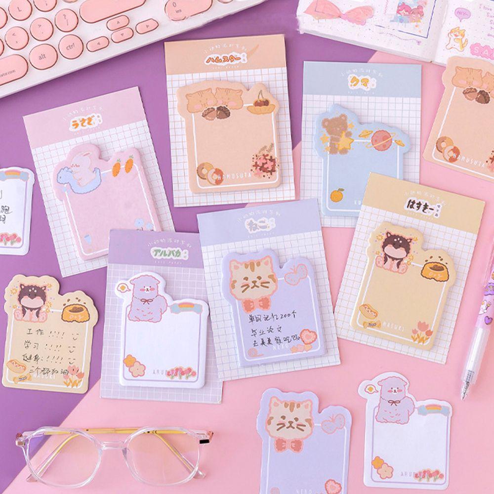 Lanfy Kawaii Sticky Notes Kartun Beruang Scrapbook Kertas Tulisan Kucing Self Adhesive Massage Note