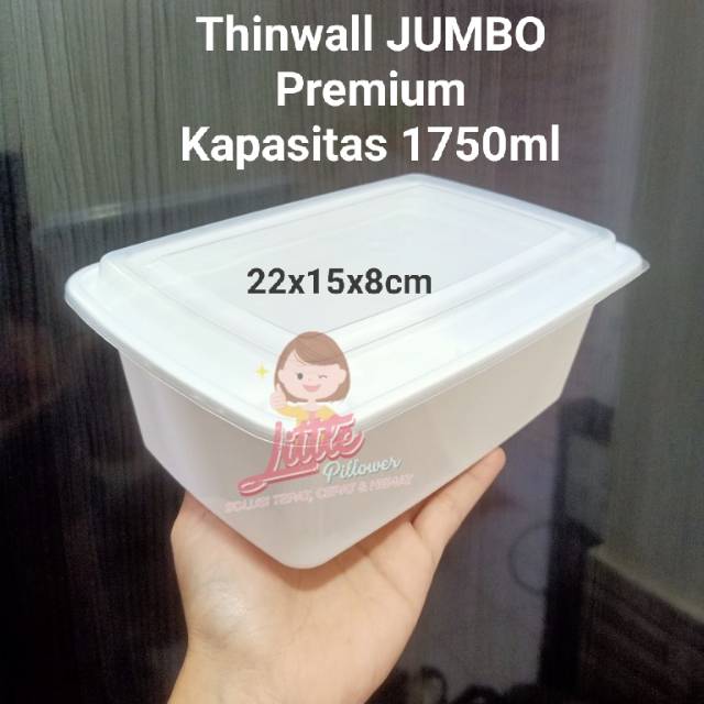 (ISI 30PCS - PREM1750ML JUMBO) Thinwall JUMBO 1750ml premium bahan super tebal/ Thinwall besar