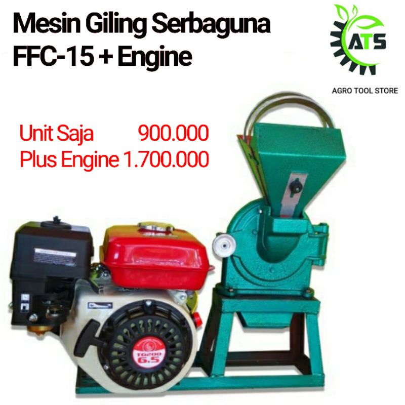 Mesin FFC15 Disk Mill Giling Kopi Jagung Bumbu Tepung FFC 15 Pakai Engine Dinamo Agro Tool Store