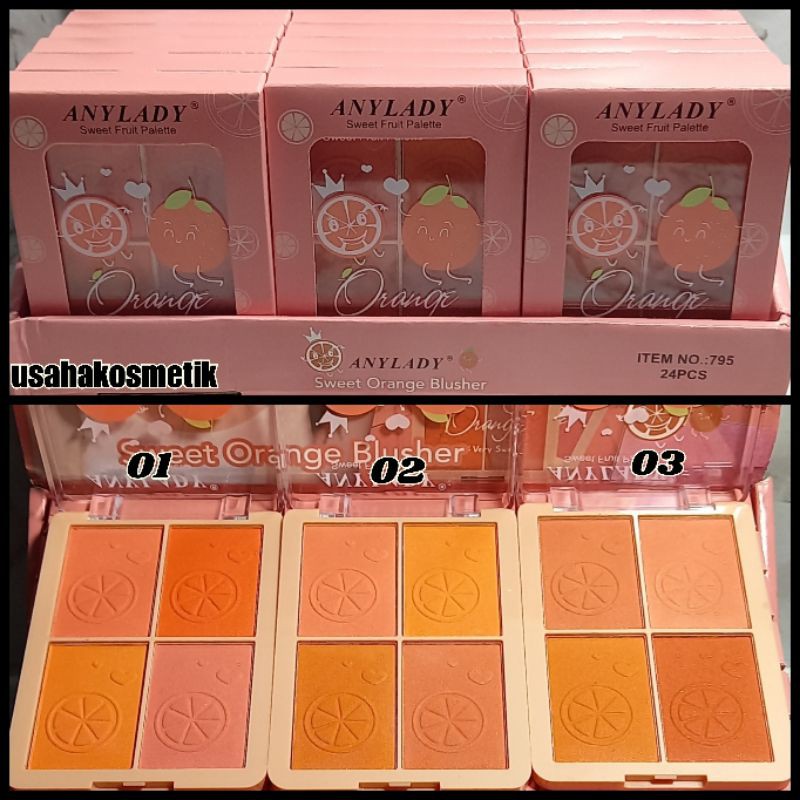 ECER !!! Eyeshadow dan blush n Anylady Sweet Orange /  Sweet Fruit Pallete  NO.795 | 796