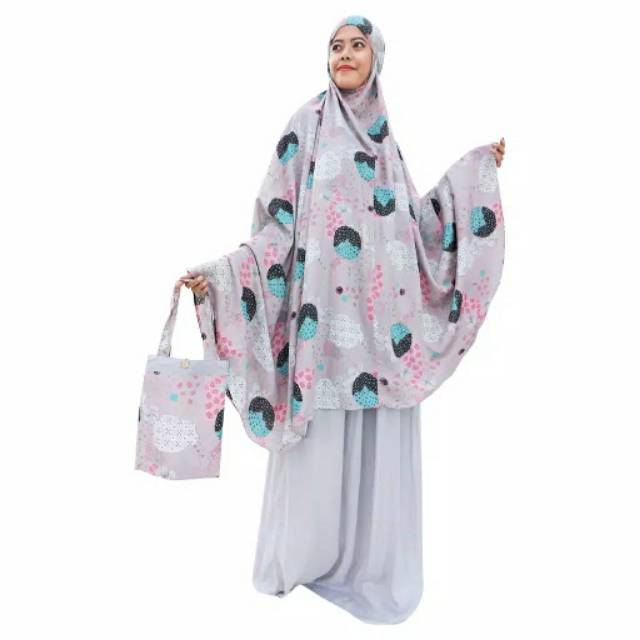 MUKENA TAZBIYA POLKA LEAF GREY
