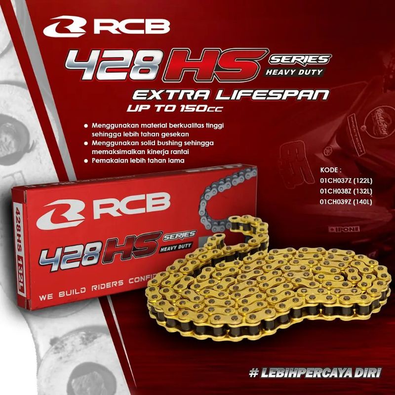 RANTAI RCB RACING BOY 428 HS  HD SERIES GOLD 1