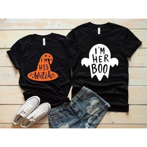 MYSTIQUE.ID-BAJU KAOS COUPLE I'M HER BOO T-SHIRT LUCU DAN AESTHETIC