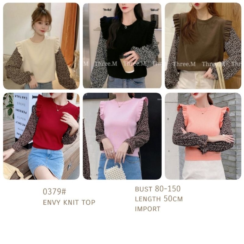 MDLV ~ 0379 ENVY KNIT TOP // ATASAN RAJUT LENGAN PANJANG COMBI // FASHION IMPORT WANITA