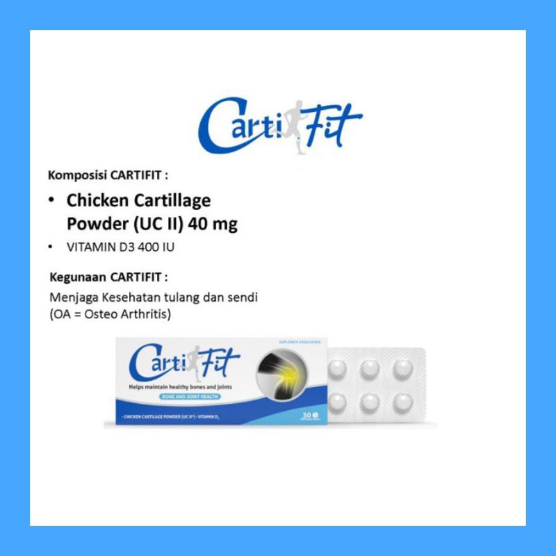Cartifit Mengandung Chicken Cartilage Powder UC-II Dan Vitamin D3 400 IU Suplemen Tulang Dan Sendi /