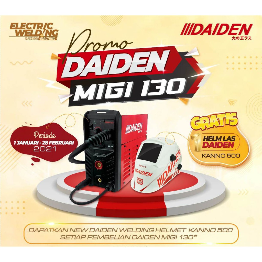 DAIDEN MIGi 130 / Mesin Las CO 2 MIG MAG 130 A Gasless DAIDEN MIGi130 Inventer Las CO2 Travo Las MIG