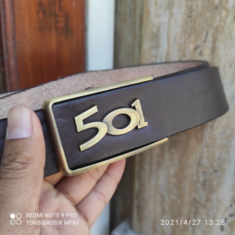 GESPER KULIT ASLI 501 PREMIUM CLASS  IKAT PINGGANG PRIA RELL MATIC / SABUK KULIT 1 LAPIS EDITION 501