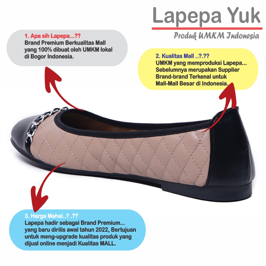 LAPEPA YUK - Sepatu Flat Shoes Wanita ZALFA Untuk Kerja kantor Spatu Flatshoes Kasual Cewek Kuliahan Jalan Santai Casual Empuk Nyaman Slop Lancip Warna Mocca Coksu Brown Cokelat SOft Selop Premium Original Kekinian Terbaru Shoes ORI Mall Official Store