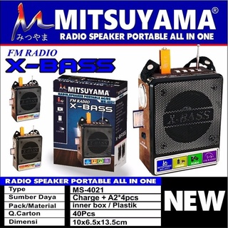 Radio Speaker Mitsuyama MS-4021 X-BASS Sudah BLUETOOTH Bisa Senter - Speaker Radio Senter Portable Mitsuyama Rechargeable - Speaker Portabel Play Music Mp3 / SD Card / USB / Micro SD / FM Radio / AUX BISA COD