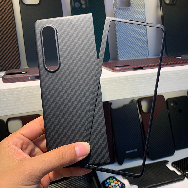 Casing Full Body Bahan Serat Karbon Shockproof Ultra Tipis Untuk Samsung Galaxy Z Fold 3