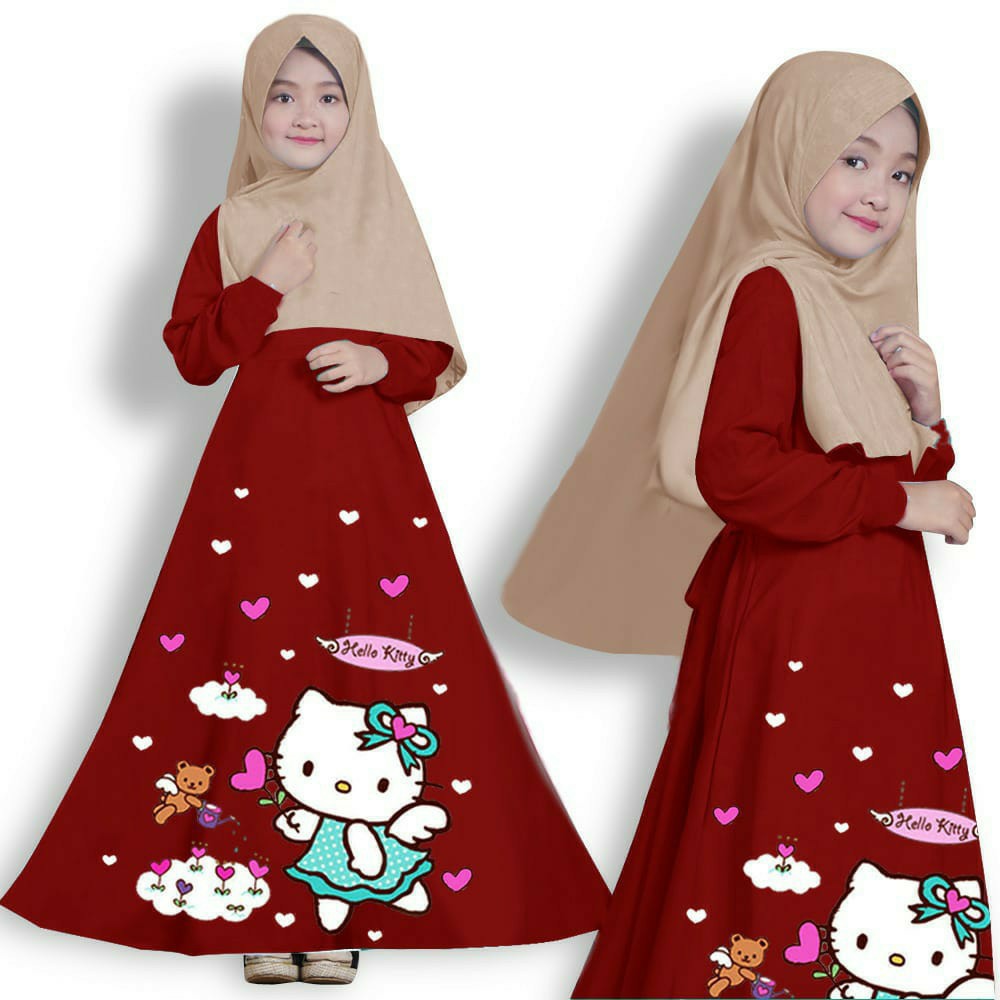Gamis anak Hello kitty kids/muslim anak terlaris 2021 Bonus masker