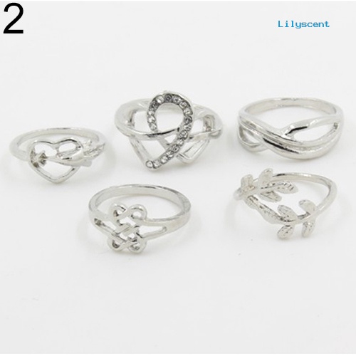 5pcs / Set Cincin Knuckle Midi Untuk Wanita