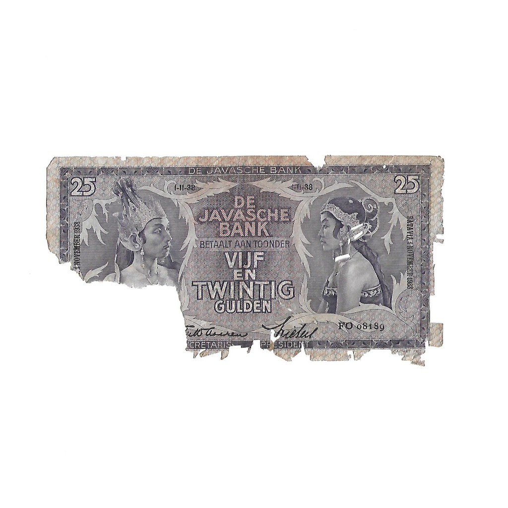 Uang kuno Indonesia 25 Gulden 1938 Seri Wayang